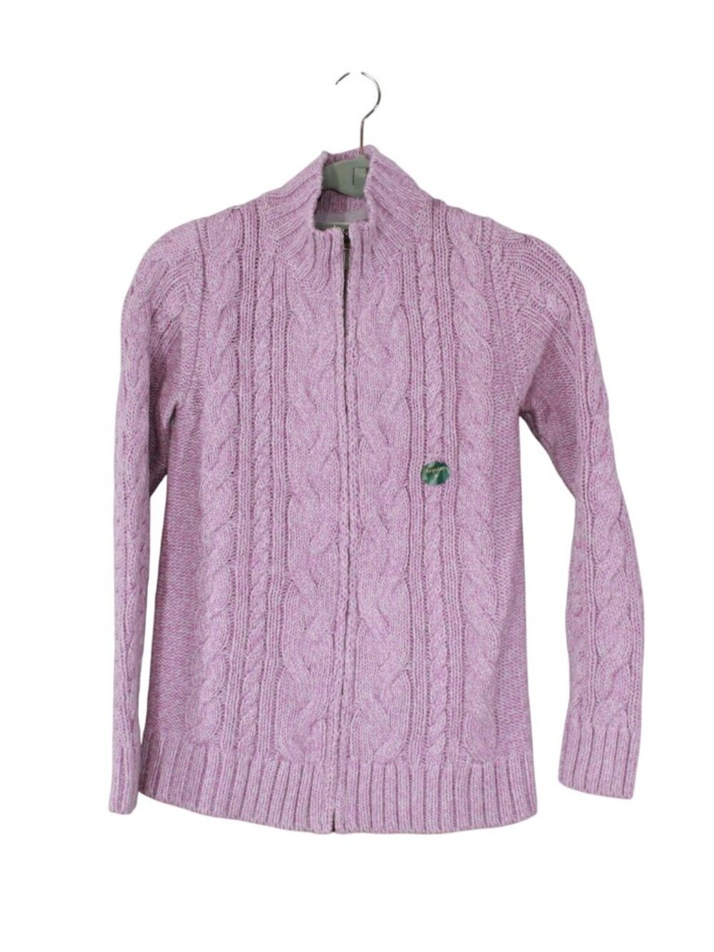 LL Bean Women Pink Cable Knit Sweater Zip Cardigan Preppy Outdoor Casual Small